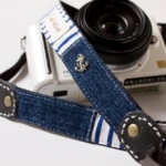 【LaVieShop＊手作雜貨】夏日定番海軍風條紋(深藍)．25mm手工 相機背帶．GF/NEX/單眼/類單．可訂製